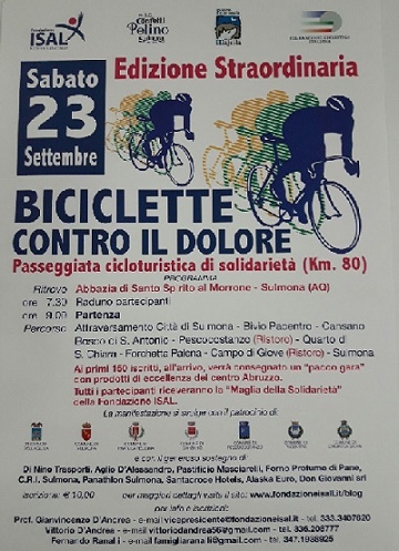 BICICLETTE CONTRO IL DOLORE Passeggiata cicloturistica di solidarietà per la Fondazione ISAL