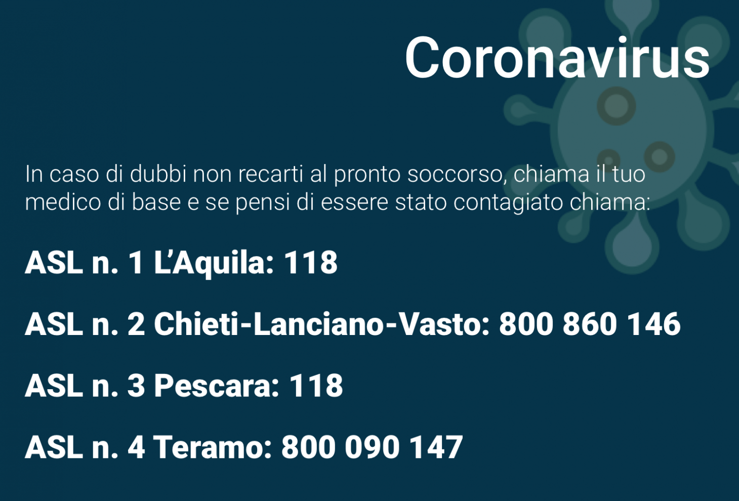 Emergenza Coronavirus. Ordinanza del Presidente della Giunta Regionale.