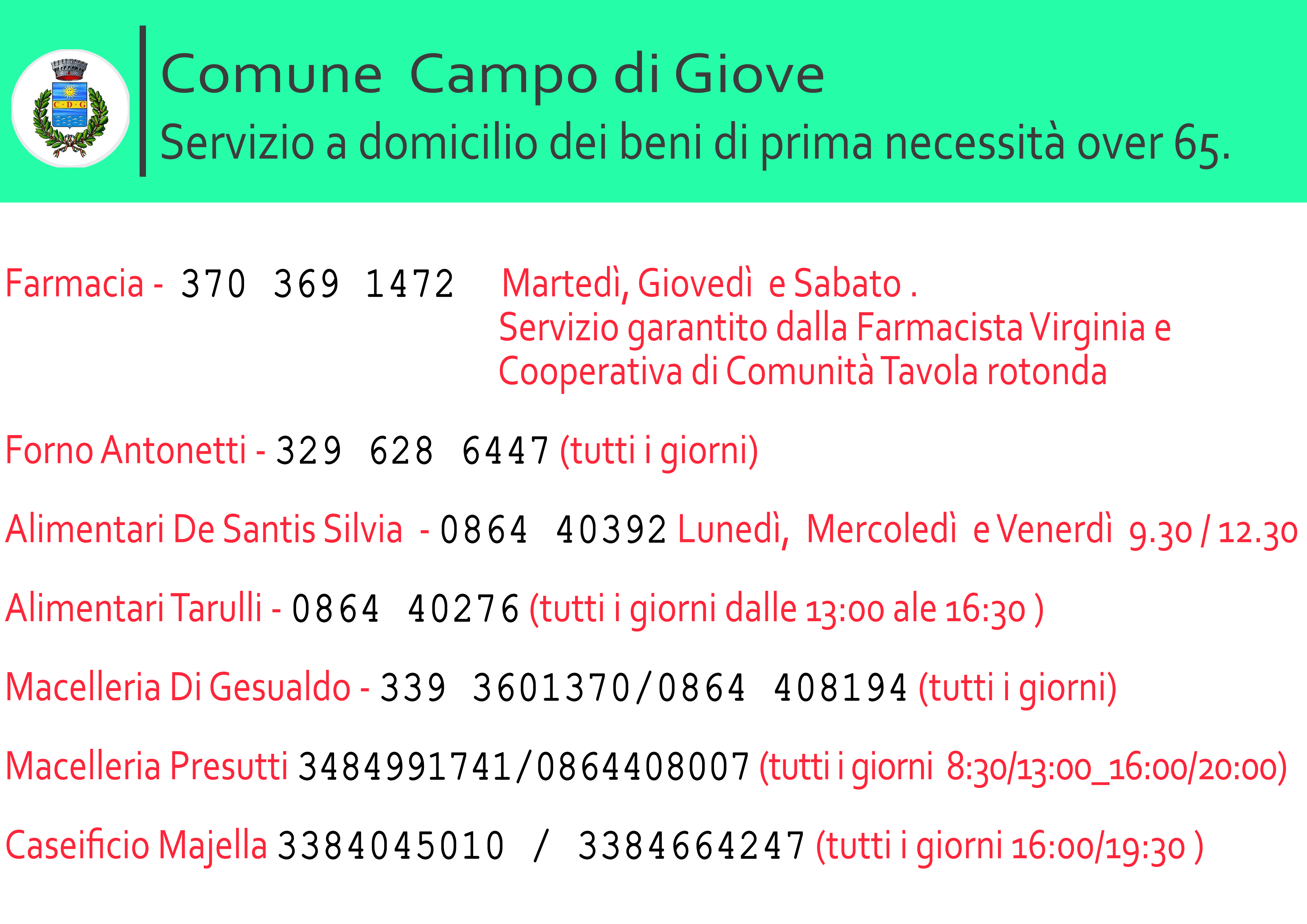 AVVISO | Emergenza Coronavirus, servizio a domicilio dei beni primari agli over 65.