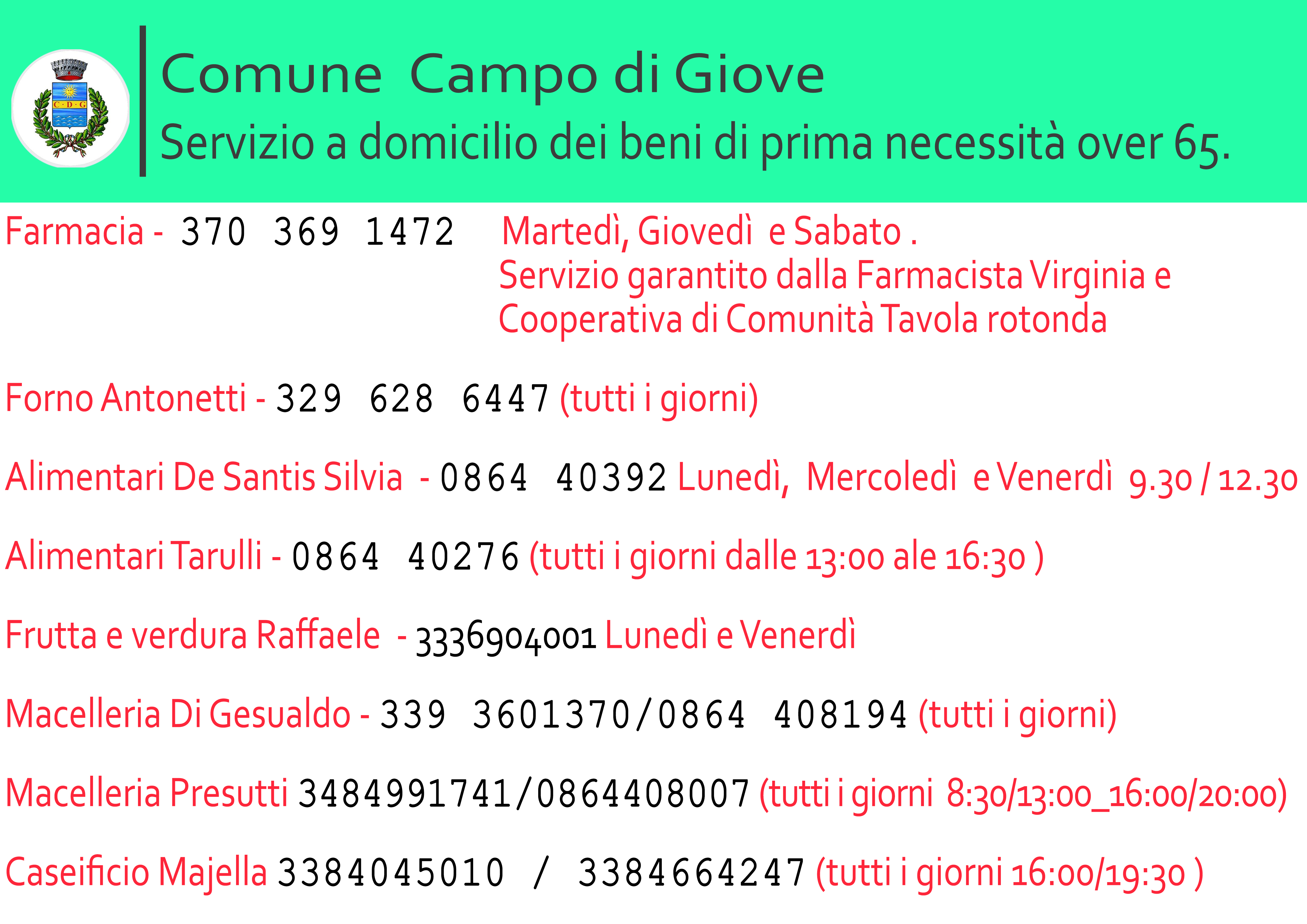 AVVISO | Aggiornamento sul servizio a domicilio dei beni primari agli over 65.