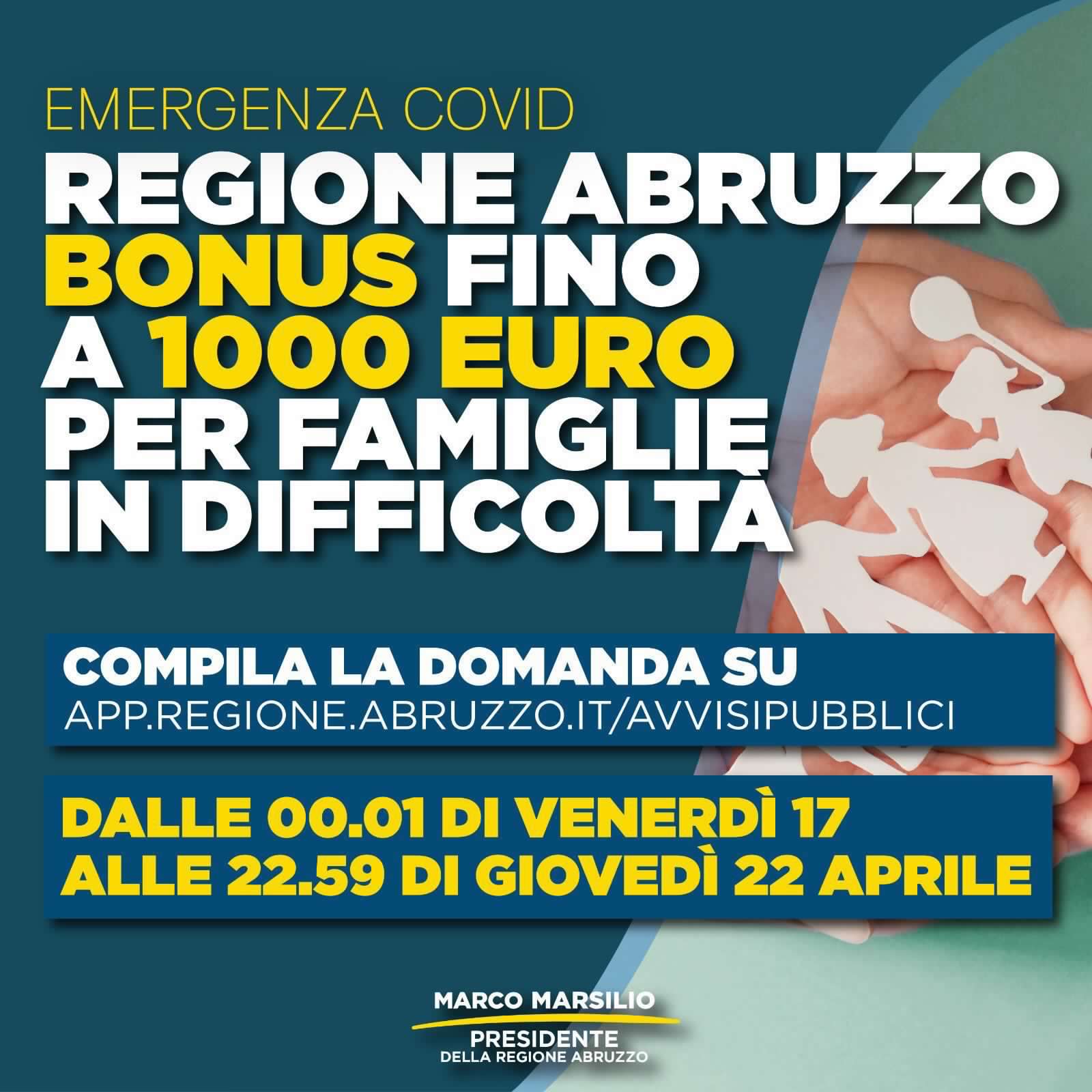 AVVISO |Bonus regionale per famiglie in difficoltà 