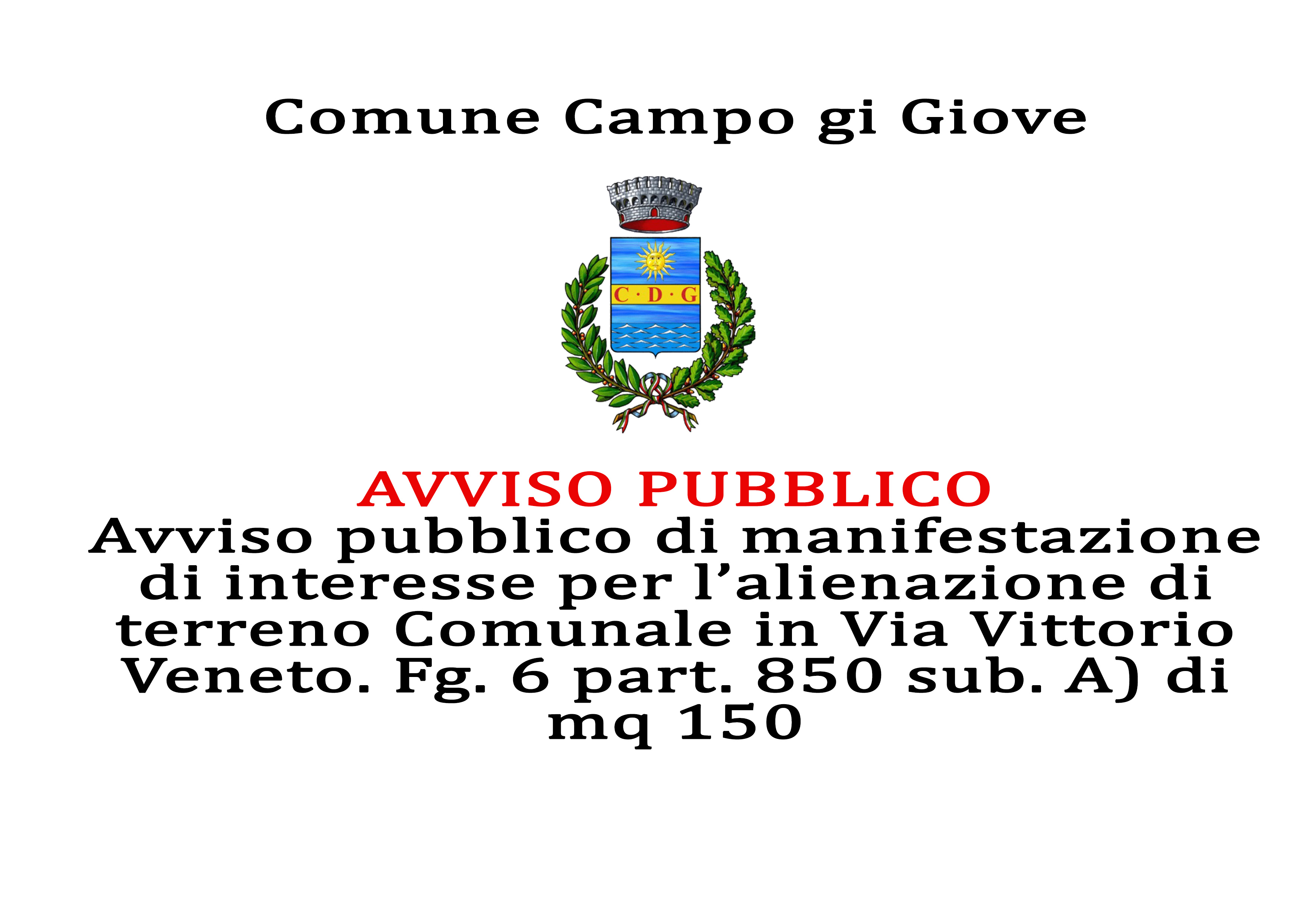 AVVISO PUBBLICO, Alienazione terreno.